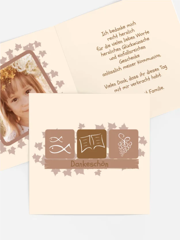 Dankeskarte Kommunion Blatt