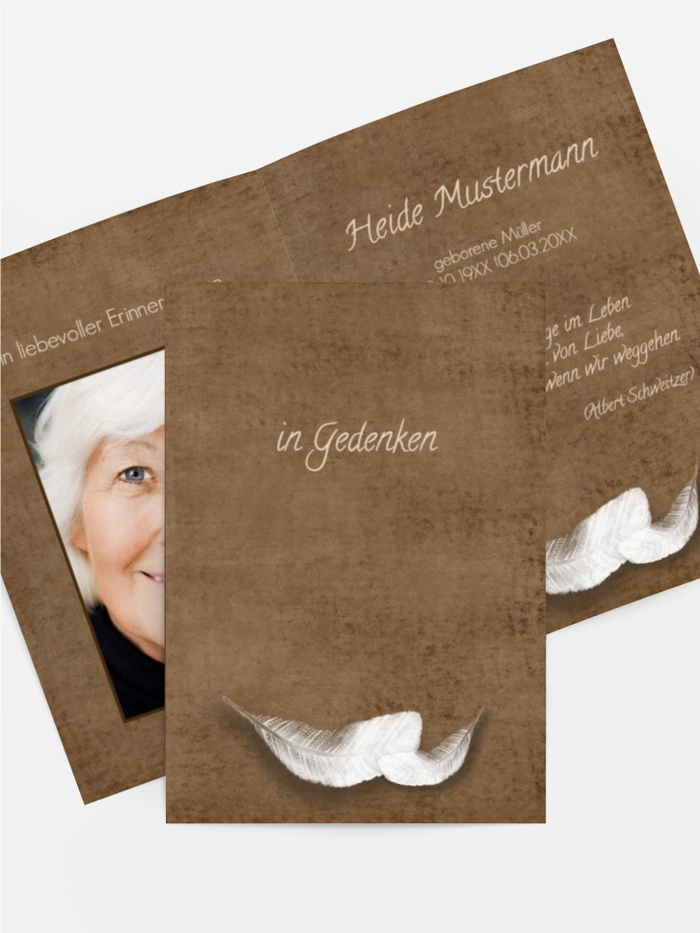 Sterbebildkarte Feder