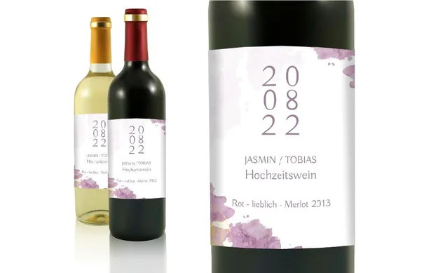 Hochzeit Flaschenetiketten Rosenstaub