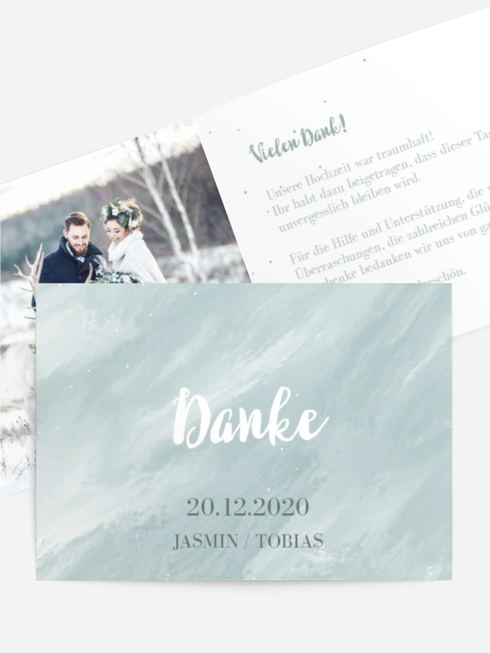 Dankeskarte Hochzeit "Schneevorhang"