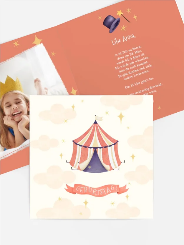 Geburtstagseinladung Zirkuszelt
