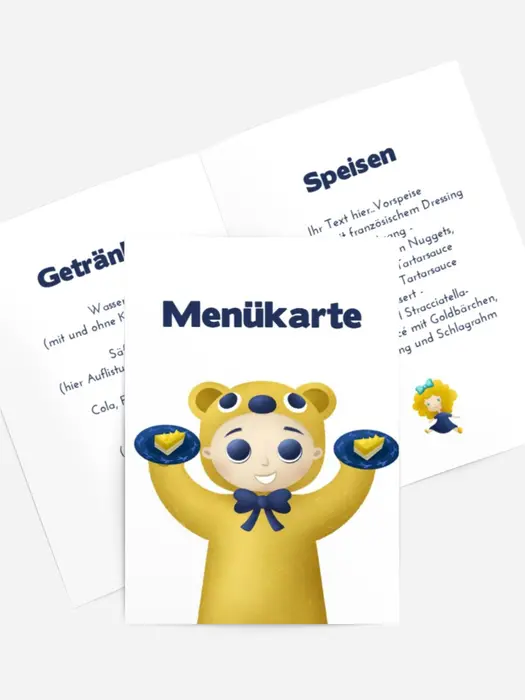 Menükarte Geburtstag Teddybär feiert