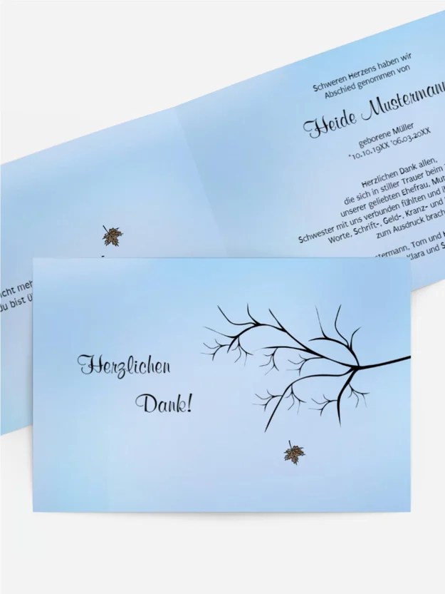 Trauerdanksagung Blatt quer