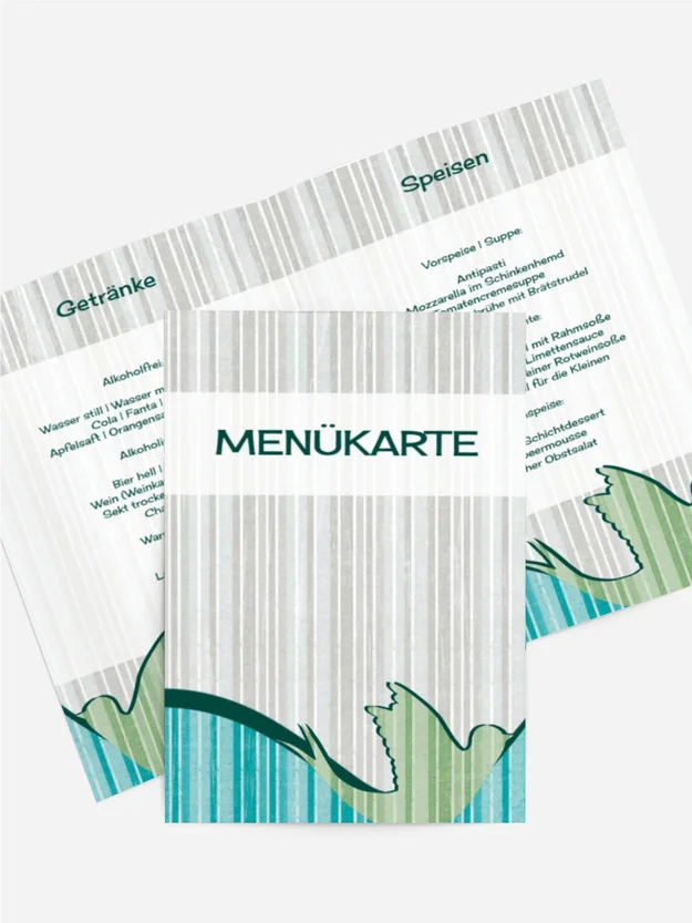 Menükarte zur Taufe Streifenharmonie