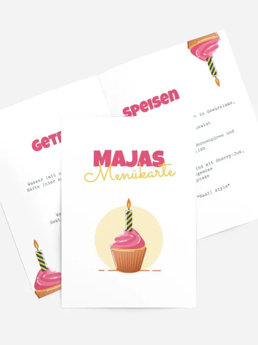 Menükarte Geburtstag Festlicher Cupcake
