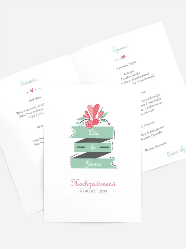 Hochzeit Menükarte Du & Ich
