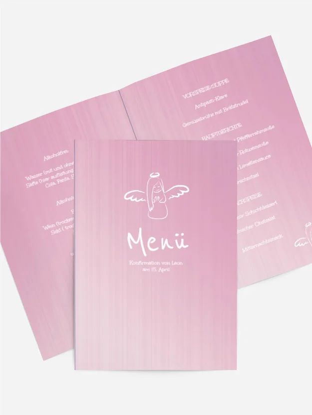 Menükarte Konfirmation Angel