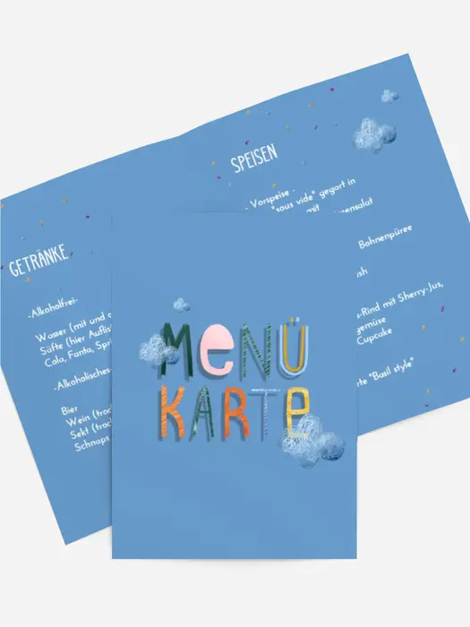 Menükarte Geburtstag  Komische Wolken