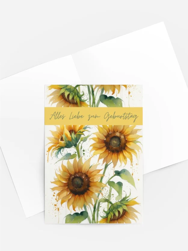 Aquarellkarte „Sonnenstrahl“ – Alles Liebe zum Geburtstag