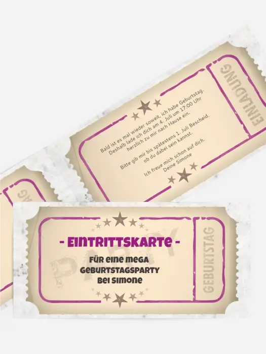 Einladung zum Geburtstag Eintrittskarte