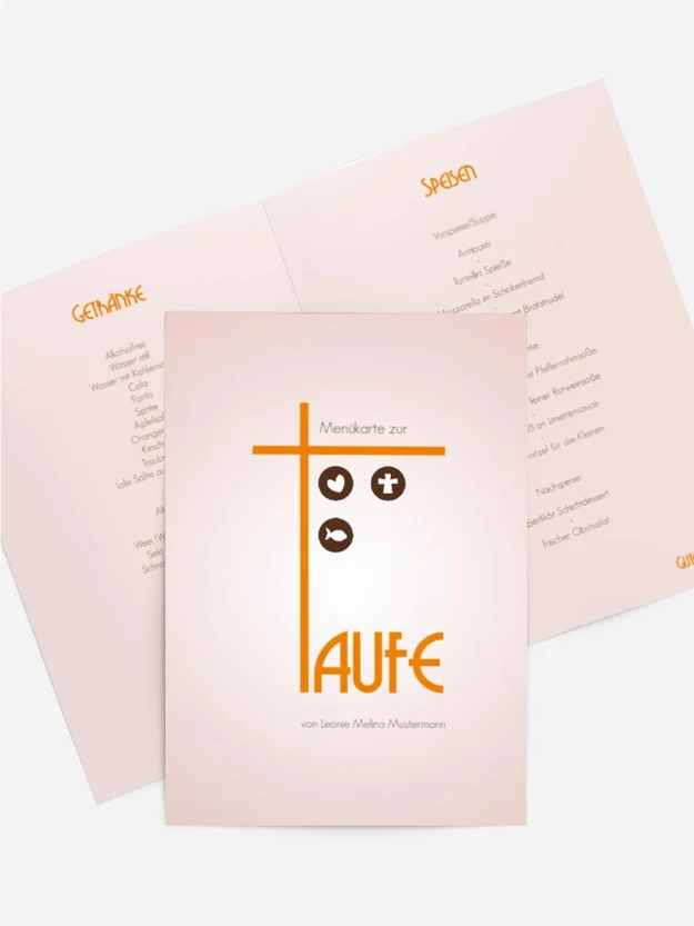 Menükarte zur Taufe Taufkreuz