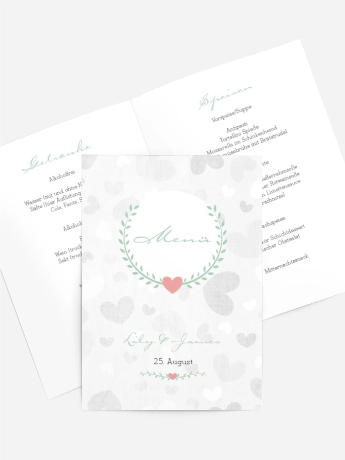 Hochzeitsmenükarte Zarte Ranke Hochzeitsmenükarte Zarte Ranke