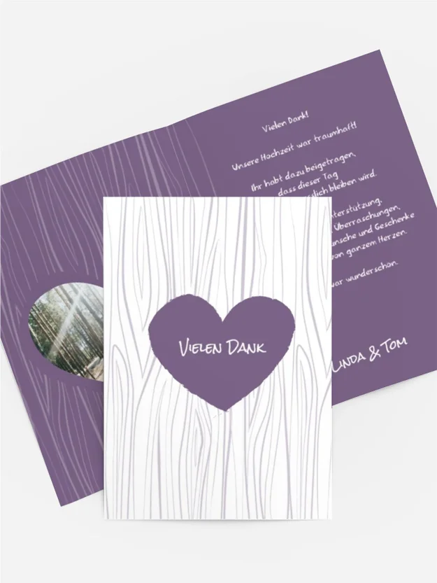 Dankeskarte Hochzeit "Heart bark"