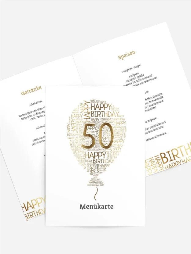 Menükarte Geburtstag Luftballon Menükarte Geburtstag Luftballon