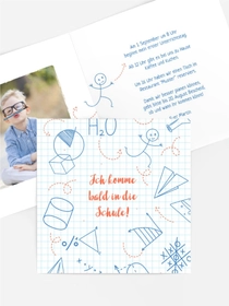 Einladungskarte Einschulung Kariert