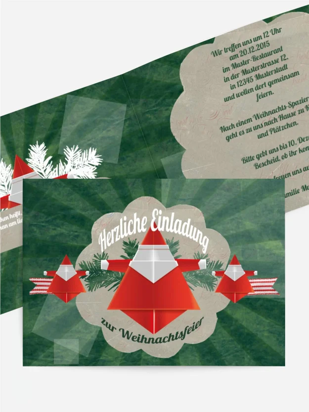 Weihnachtseinladung Origami