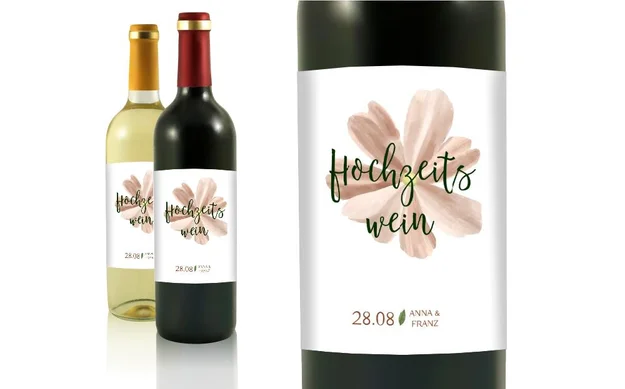 Hochzeit Flaschenetiketten Glück leuchtet