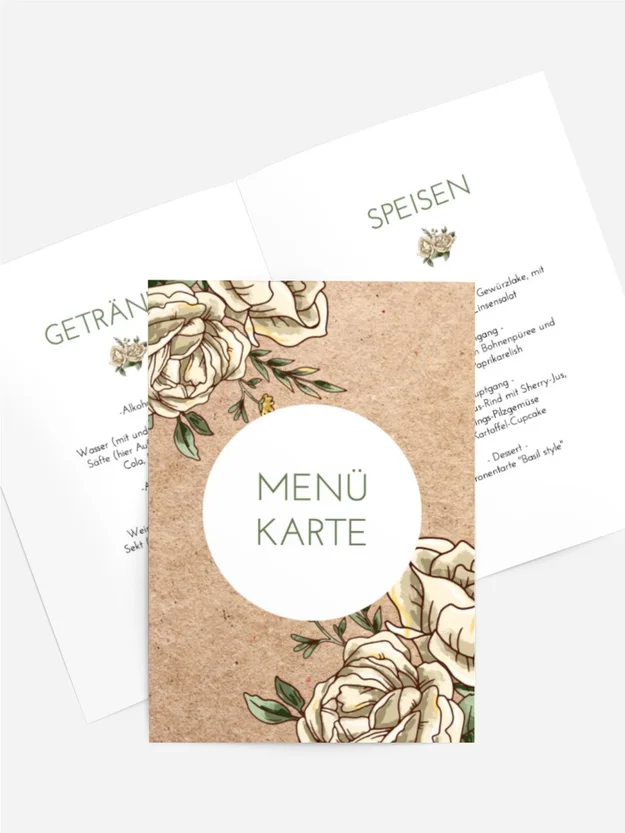 Menükarte Geburtstag In einem Blumenkreis