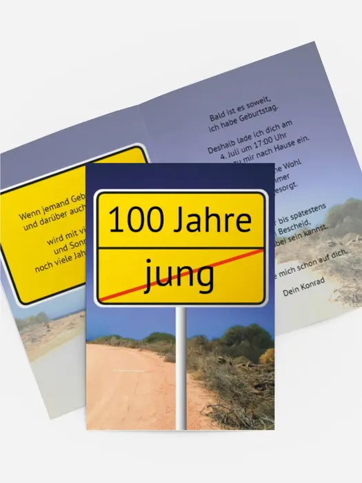 Einladung zum Geburtstag Straßenschild 100