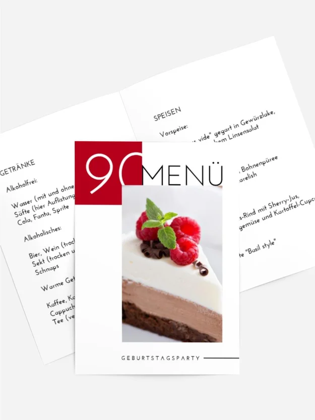 Menükarte Geburtstag Auffallende Ebene