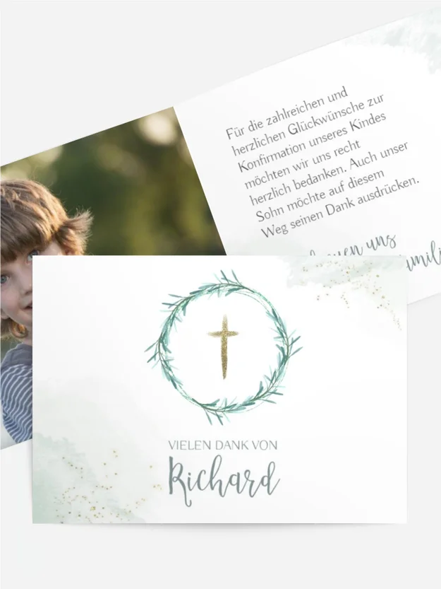 Dankeskarte Kommunion Kräuterkranz