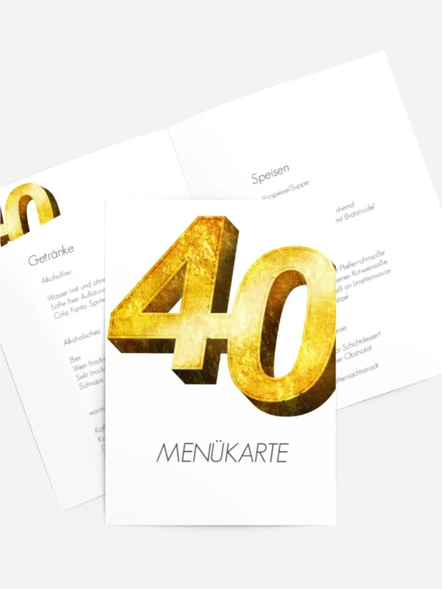 Menükarte Geburtstag Die goldene 40