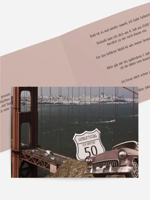 Geburtstagseinladungskarte old bridge 50