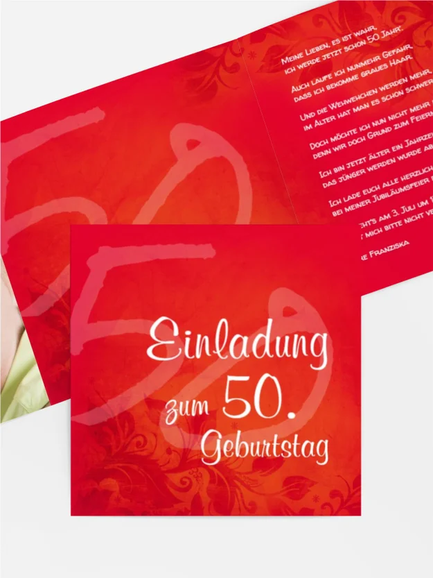 Geburtstagseinladung floral verspielt 50 Foto