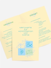 Menükarte Konfirmation Fisch