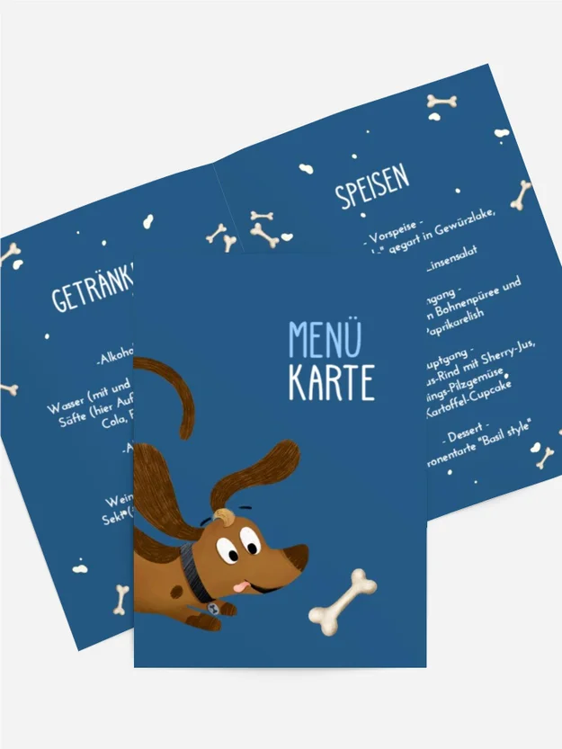 Menükarte Geburtstag Hundeparty