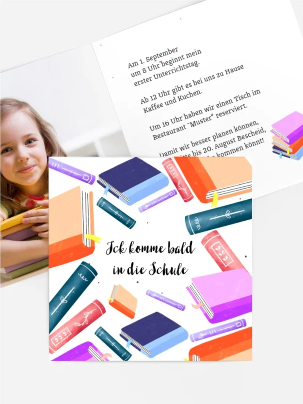 Einladungskarte Einschulung Bücher