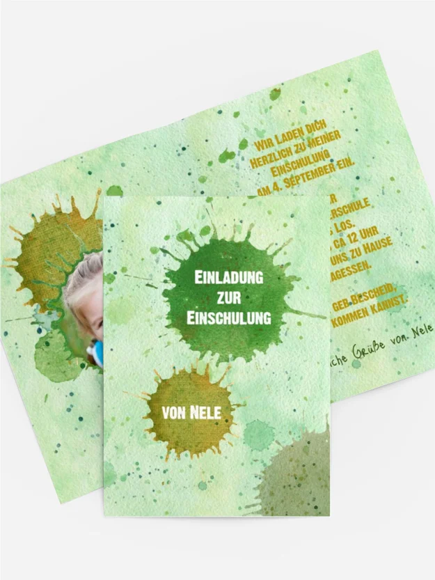 Einladung zur Einschulung Farbkleckse