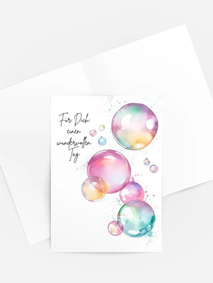 Aquarell-Seifenblasenkarte – Für Dich einen wundervollen Tag Aquarell-Seifenblasenkarte – Für Dich einen wundervollen Tag