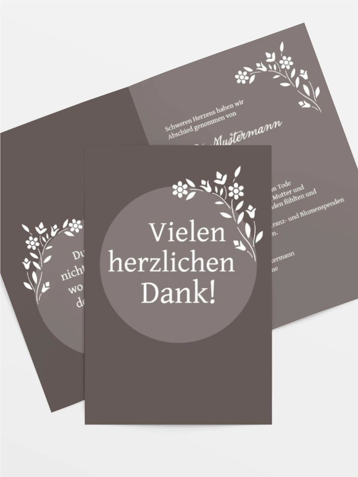 Trauerdanksagung Kreis hoch