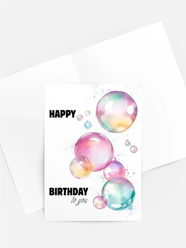 Aquarell Geburtstagskarte „Bunte Seifenblasen“