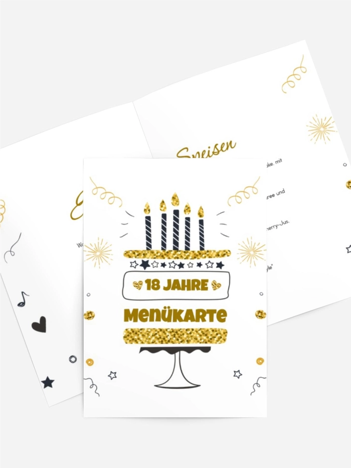 Menükarte Geburtstag Goldener Kuchen Menükarte Geburtstag Goldener Kuchen