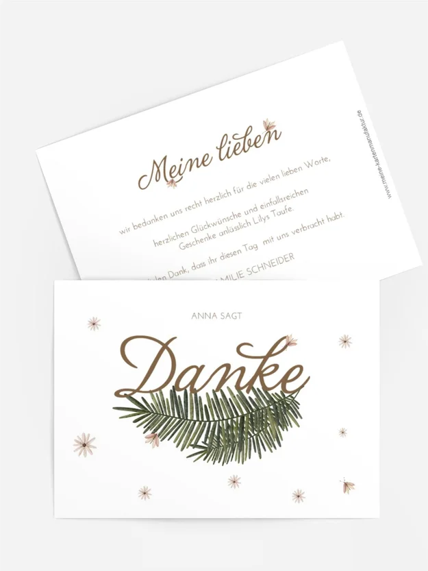 Dankeskarte Taufe Kinderbett für ein Baby Dankeskarte Taufe Kinderbett für ein Baby