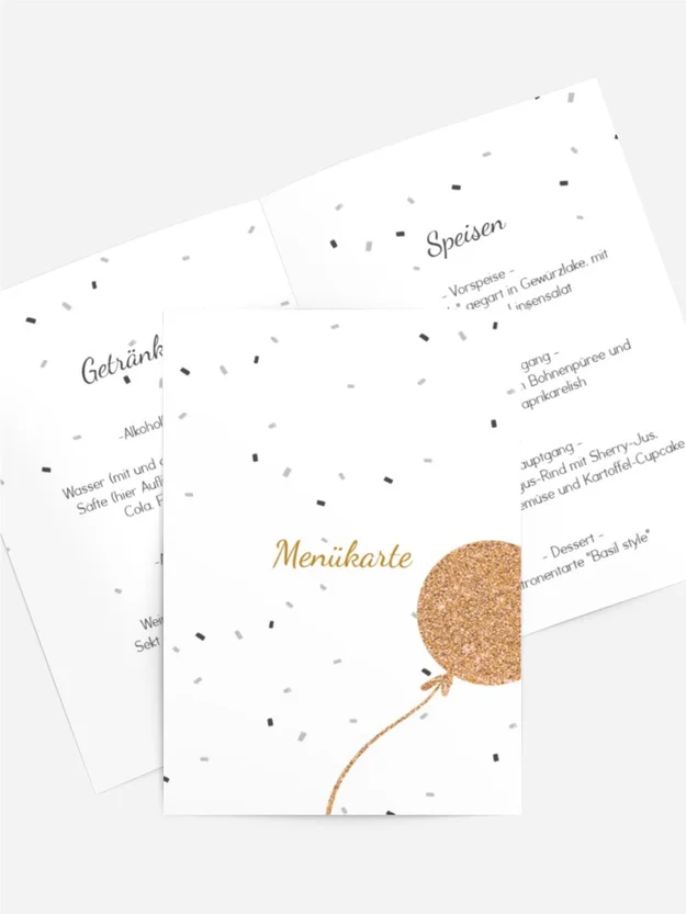 Menükarte Geburtstag Glamourballoon Menükarte Geburtstag Glamourballoon