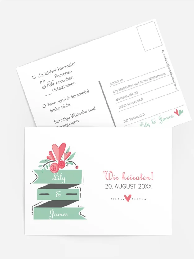 Hochzeit Antwortkarte Du & Ich