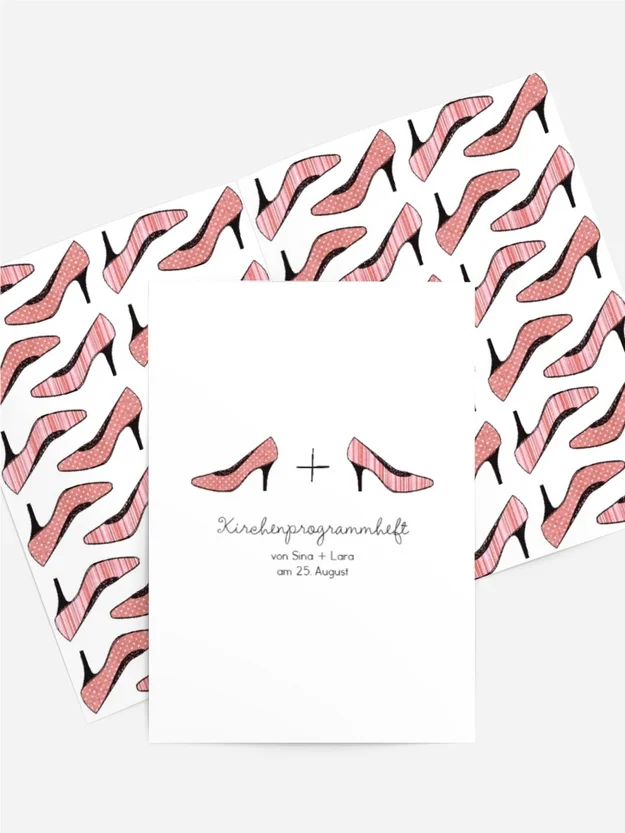 Kirchenheft Umschlag zur Hochzeit High Heels