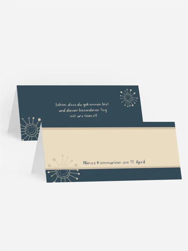 Tischkarte Kommunion Blumen