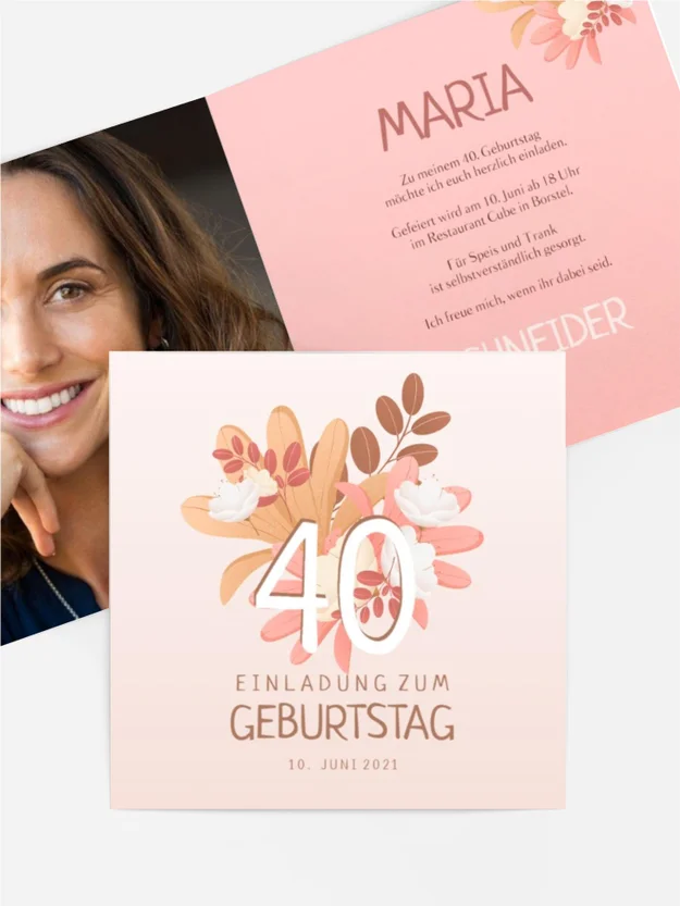 Geburtstagseinladung Karamellblumen