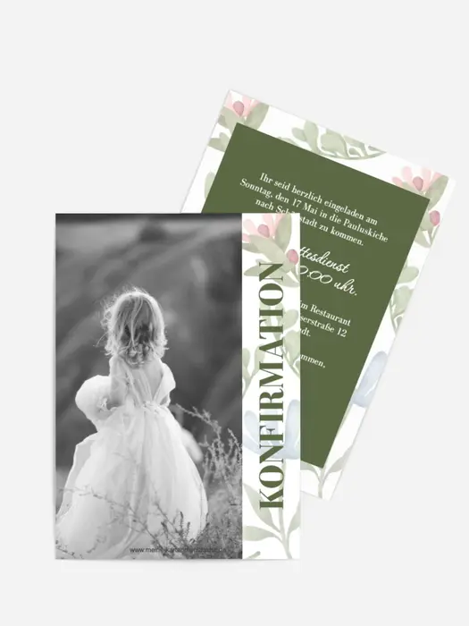 Einladungskarte Konfirmation Blumenkleid