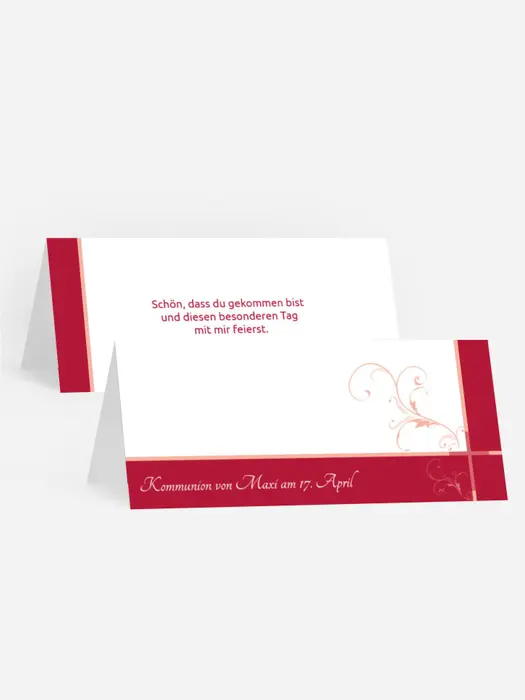 Tischkarte zur Kommunion floral