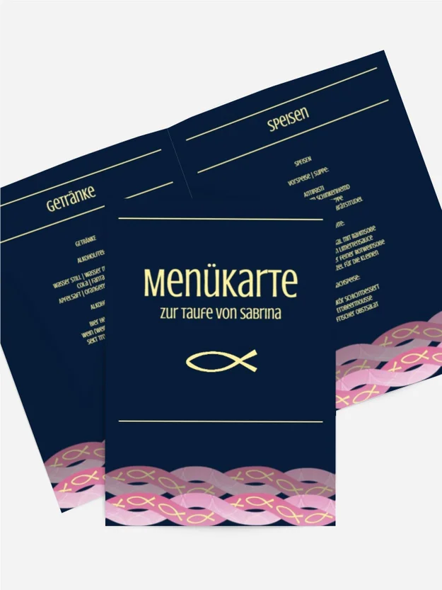 Taufe Menükarte Ichthys