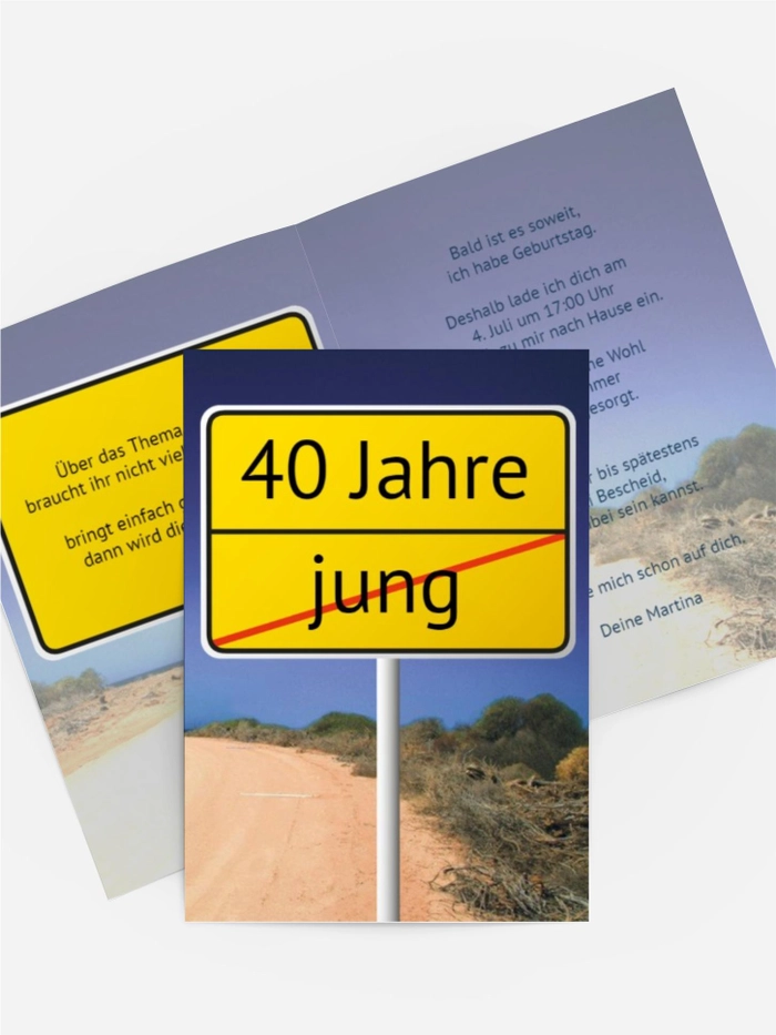 Einladung zum Geburtstag Straßenschild 40