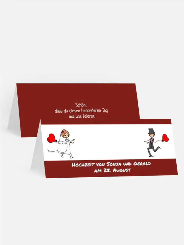 Tischkarte Comic Brautpaar Tischkarte Comic Brautpaar