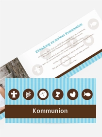 Kommunion Einladung stripes buttons Kommunion Einladung stripes buttons