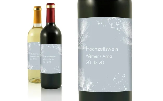 Hochzeit Flaschenetiketten Eiskristalle