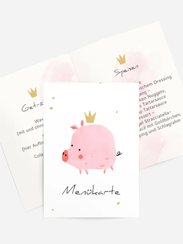 Menükarte Geburtstag Lady Ferkelchen